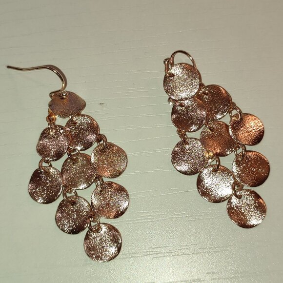 Pink Gold Earrings Grape Diamond Shape Vintage Boho Bohemian Dazzle Academia - Picture 1 of 4